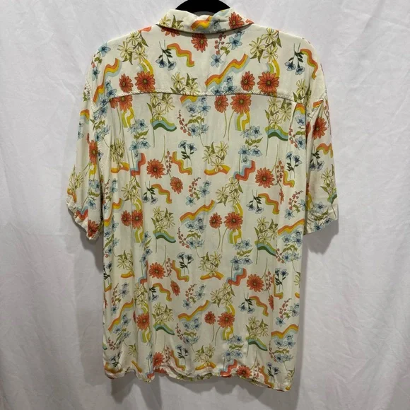 PacSun XL Retro Floral Button Shirt Hippie Pride Rave Festival Vacation Summer - Picture 7 of 12